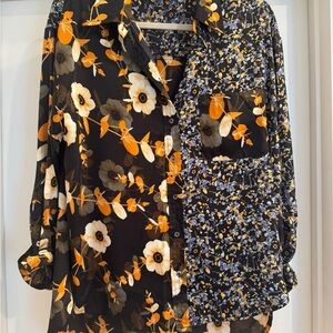 First Love Floral Patchwork Blouse - Black, Orange, Blue